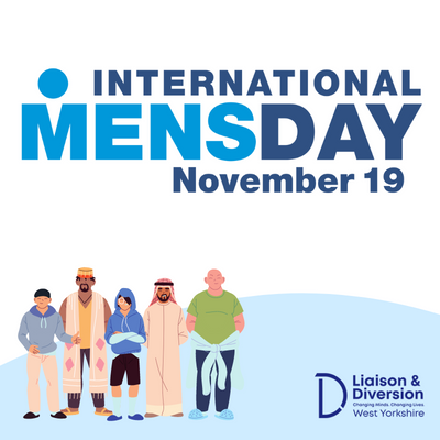 International Men's Day in blue text